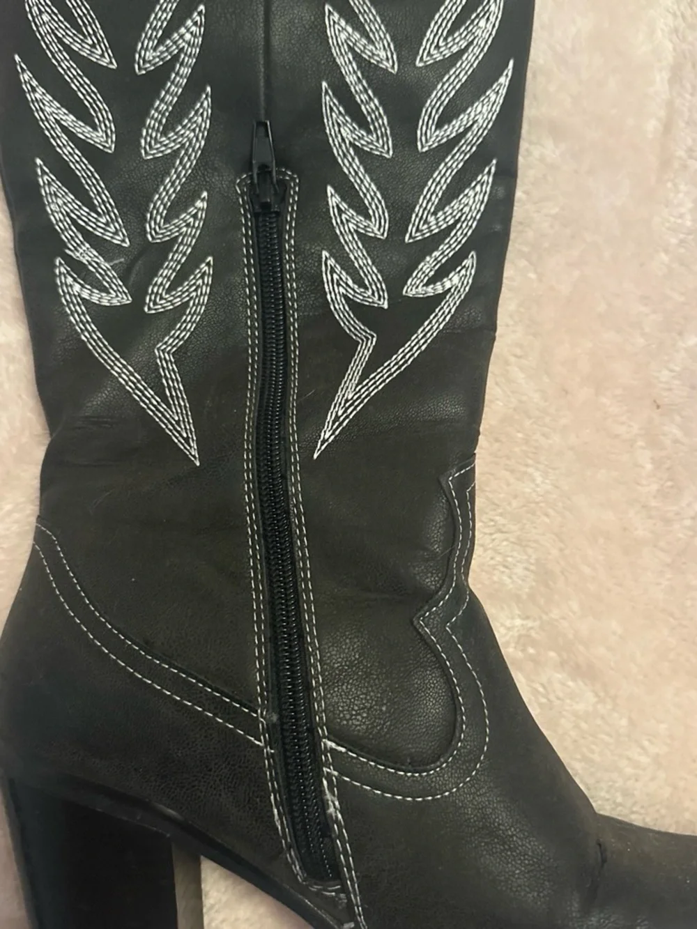 Black Embellished Over-the-Knee Western Boots for Women
